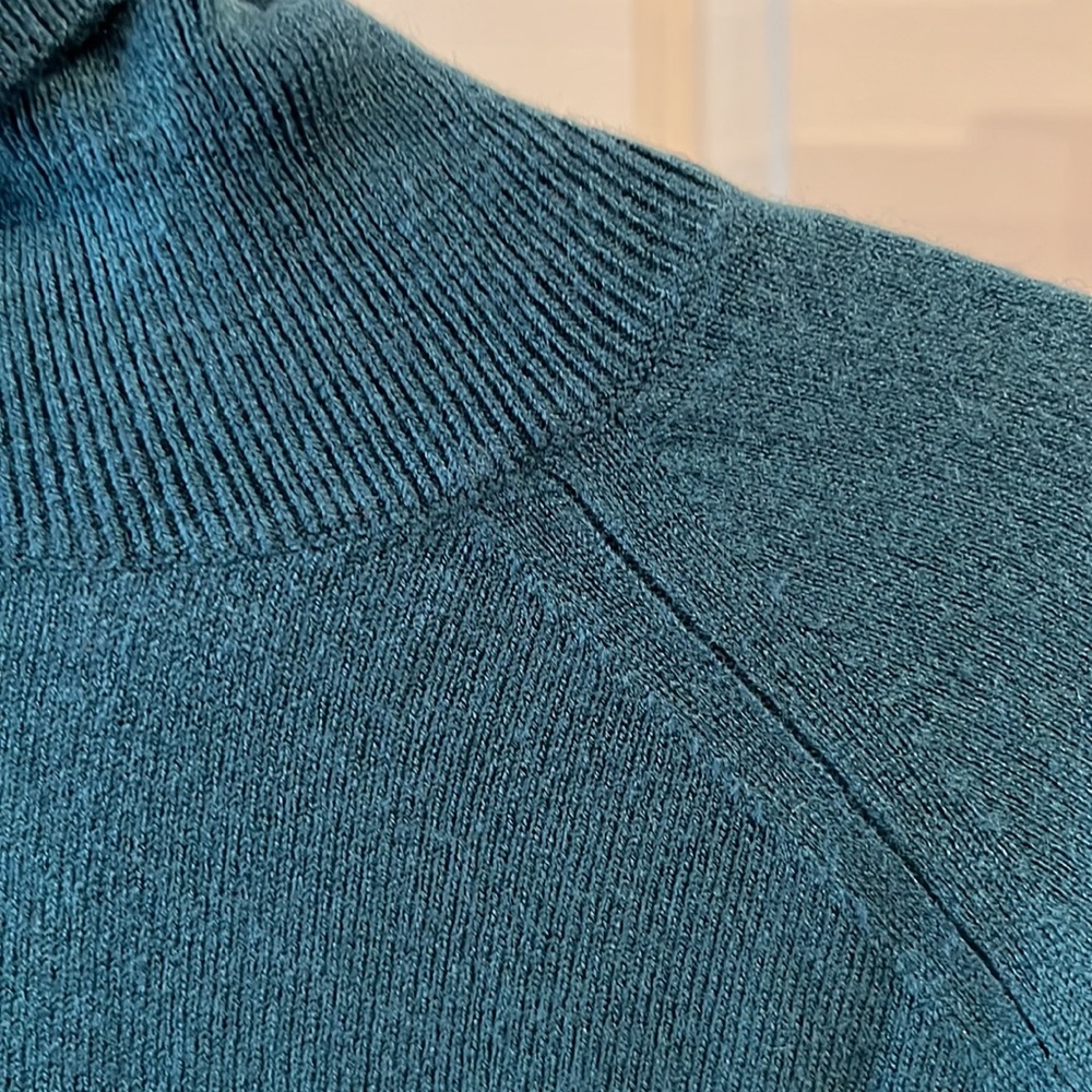 Karen Scott Blue and Green Cowl Turtleneck Sweater - Picture 2 of 4